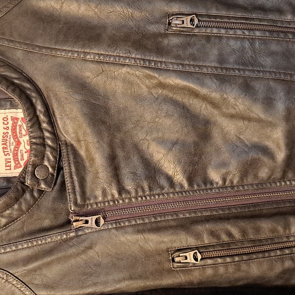 Levi Strauss Mens Jacket, Distressed Moto Style, Black (Faux Leather) L/XL - Picture 4 of 15